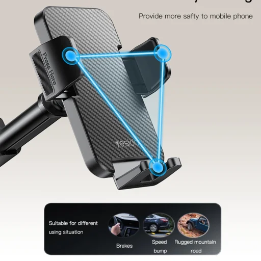 Autós tartó Yesido (C173) - Szélvédőre és Műszerfalra - Fekete - 6