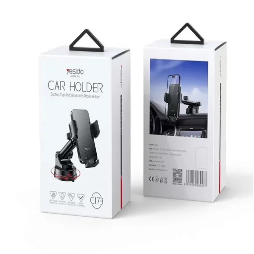 Autós tartó Yesido (C173) - Szélvédőre és Műszerfalra - Fekete - 8