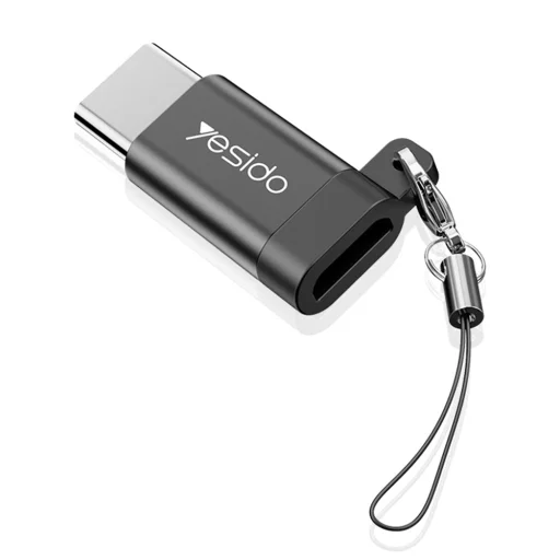 Yesido - OTG Adapter (GS04) - Micro-USB to Type-C, Plug & Play, 480Mbps - Fekete - 1