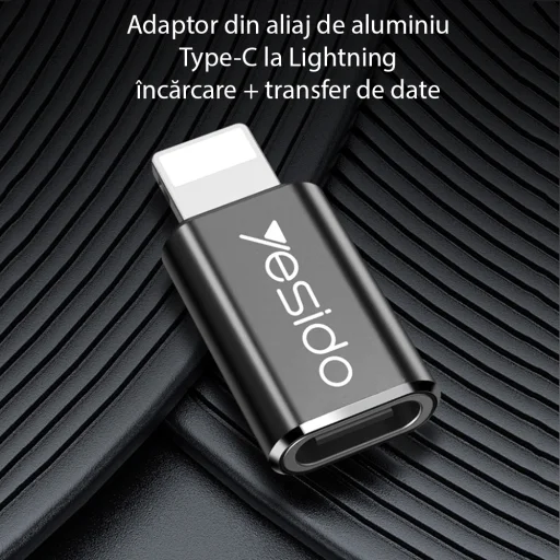 Yesido - Lightning to Type-C OTG Adapter (GS03), Plug & Play, 480Mbps - Fekete - 2