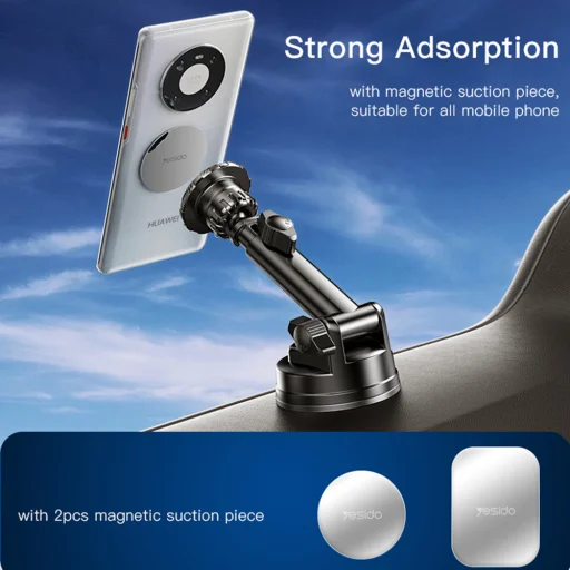 Autós tartó Yesido C160 műszerfalra és légbeömlőre, 360 fokban állítható szög - Fekete - 4