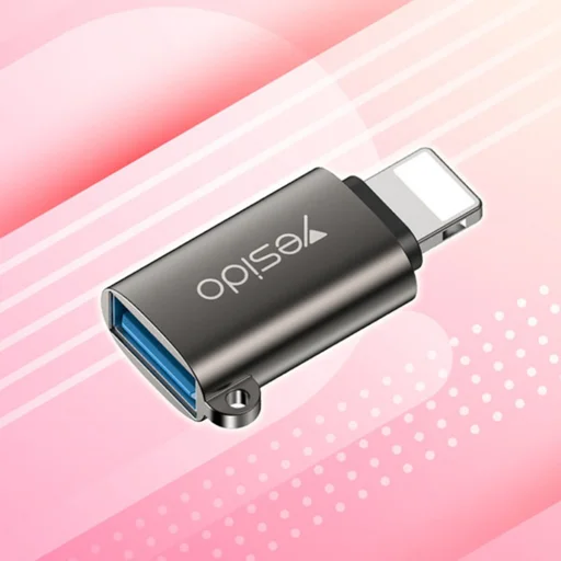OTG Adapter (GS14) - USB 3.0 to Lightning Yesido - Plug & Play, 480Mbps - Fekete - 2