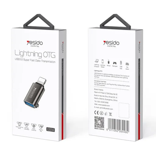 OTG Adapter (GS14) - USB 3.0 to Lightning Yesido - Plug & Play, 480Mbps - Fekete - 4