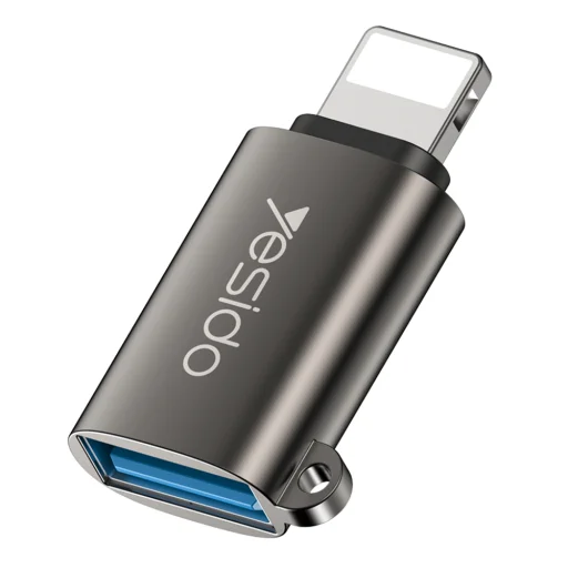 OTG Adapter (GS14) - USB 3.0 to Lightning Yesido - Plug & Play, 480Mbps - Fekete - 1