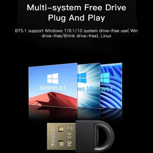 Számítógéphez, laptophoz USB-ről Bluetooth-ra (YAU34) - Yesido USB Transmitter - Fekete - 6