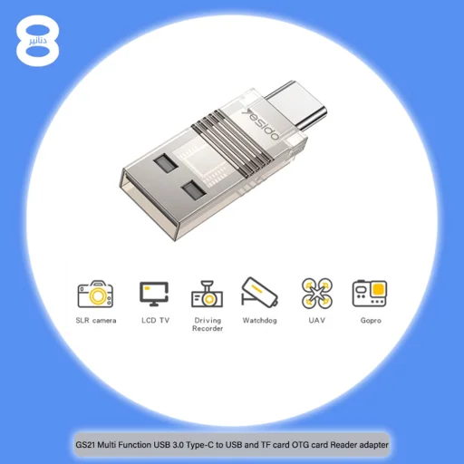 Yesido - Kártyaolvasó (GS21) - USB az Type-C-hez, TF kártya, 480Mbps - Átlátszó - 6