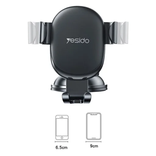 Yesido Autós tartó (C120) - Gravitációs fogás, kihúzható kar műszerfalra és szélvédőre - Fekete - 4
