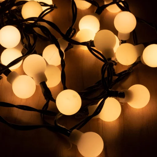 Home KII 50B/WW LED-es gömb fényfüzér, 4 m / 50 db melegfehér LED, állófényű, zöld vezeték, hálózati adapter, beltéri kivitel - 2