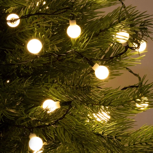 Home KII 50B/WW LED-es gömb fényfüzér, 4 m / 50 db melegfehér LED, állófényű, zöld vezeték, hálózati adapter, beltéri kivitel - 1