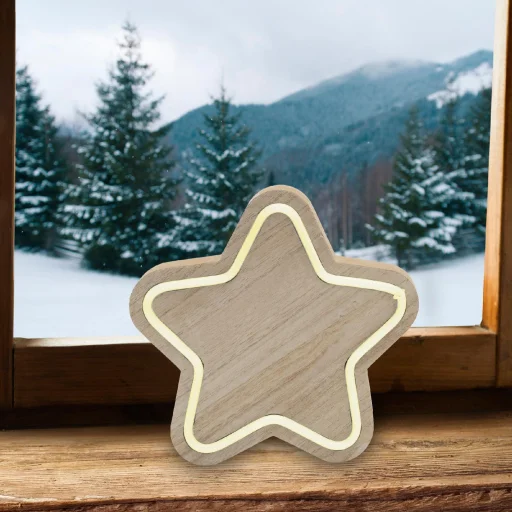 Home KAD 27 fa asztaldísz, csillag, LED neon-light szalag, melegfehér - 1