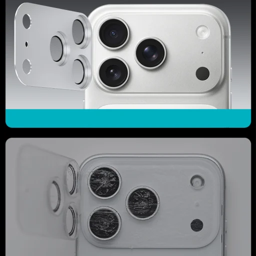 Benks edzett üveg Glass Warrior fém integrált lencsevédő (C069) iPhone 17 Pro-hoz (3 darab lencse) kék üvegfólia - 6