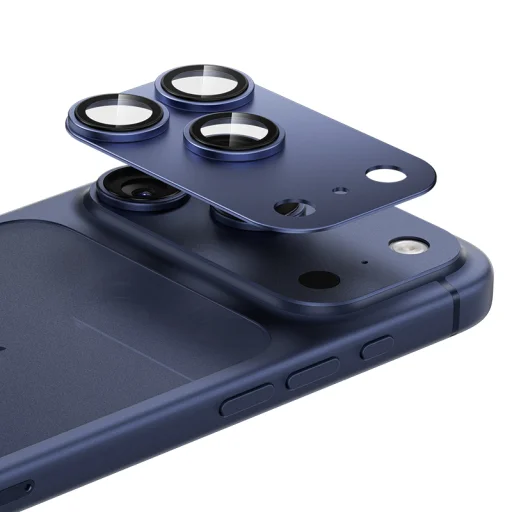 Benks edzett üveg Glass Warrior fém integrált lencsevédő (C069) iPhone 17 Pro-hoz (3 darab lencse) kék üvegfólia - 1