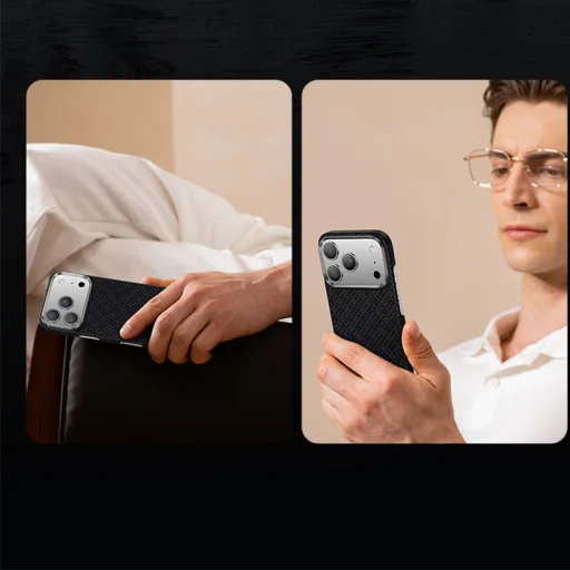 Benks Mágneses Páncél Légpáncél Rácsos Kevlar Tok Fémkeret 600D (B068) az Iphone 17 Air fekete tok - 9