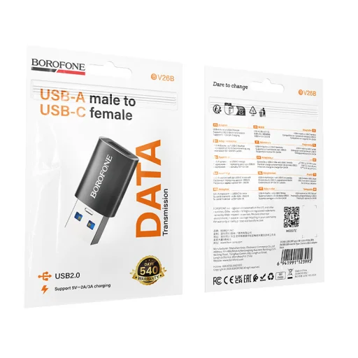 Borofone Adapter BV26B - USB to Type C - fekete - 9