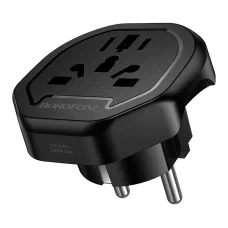 Borofone Travel charger adapter BAC15 - USA, UK, EU, AU fekete