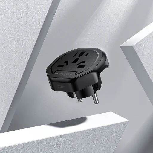 Borofone Travel charger adapter BAC15 - USA, UK, EU, AU fekete - 7