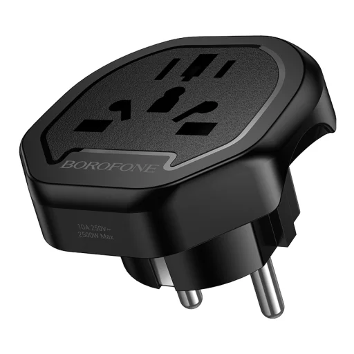Borofone Travel charger adapter BAC15 - USA, UK, EU, AU fekete - 1