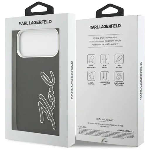 iPhone 17 Pro Max Karl Lagerfeld FW Grained Signature Logo fekete tok - 8