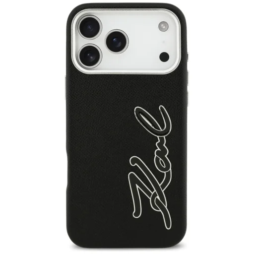iPhone 17 Pro Max Karl Lagerfeld FW Grained Signature Logo fekete tok - 3
