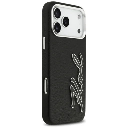 iPhone 17 Pro Max Karl Lagerfeld FW Grained Signature Logo fekete tok - 4