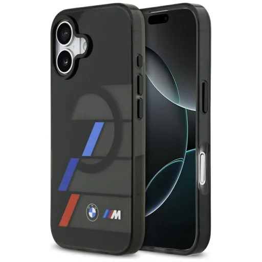 iPhone 17 BMW M IML Fém Gombok Trikolor Csíkok MagSafe Tok Fekete tok - 1