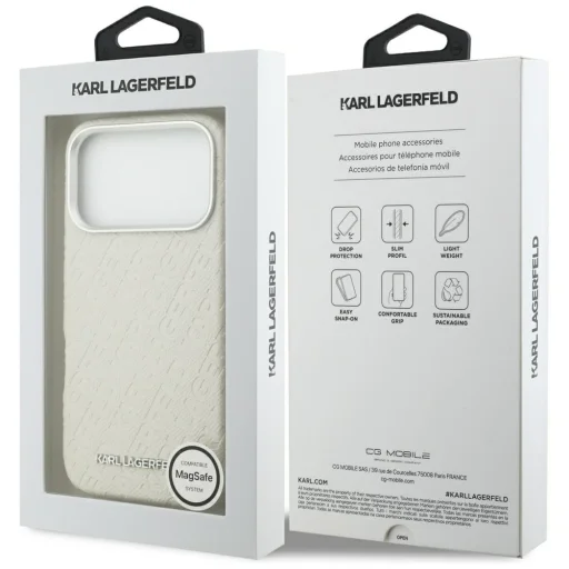 iPhone 17 Pro Karl Lagerfeld FW Stamped Karl MagSafe tok Bézs tok - 8