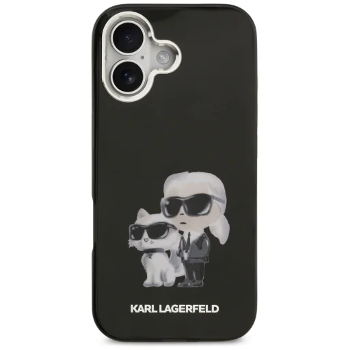 iPhone 17 Karl Lagerfeld IML Aquarelle Karl & Choupette & Logo MagSafe Fekete tok - 3