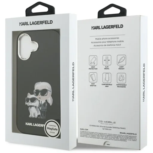 iPhone 17 Karl Lagerfeld IML Aquarelle Karl & Choupette & Logo MagSafe Fekete tok - 8