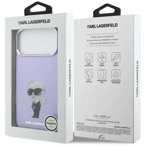 iPhone 17 Pro Max Karl Lagerfeld IML Aquarelle Karl & Choupette & Logo MagSafe tok Lila - 8