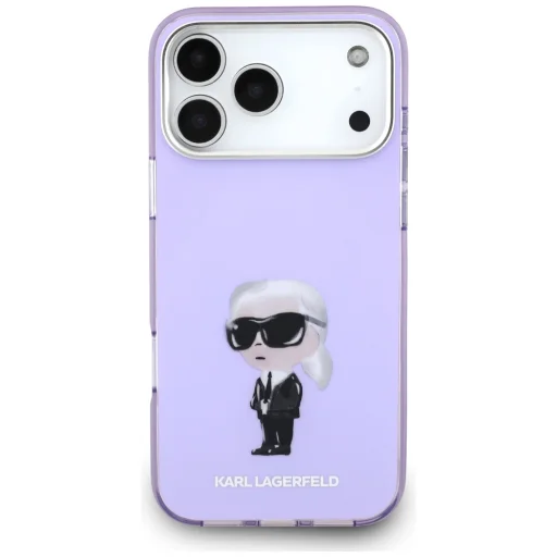 iPhone 17 Pro Max Karl Lagerfeld IML Aquarelle Karl & Choupette & Logo MagSafe tok Lila - 3