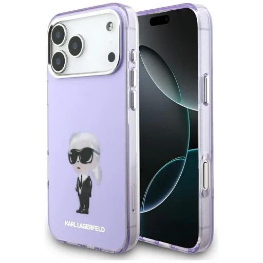 iPhone 17 Pro Max Karl Lagerfeld IML Aquarelle Karl & Choupette & Logo MagSafe tok Lila - 1