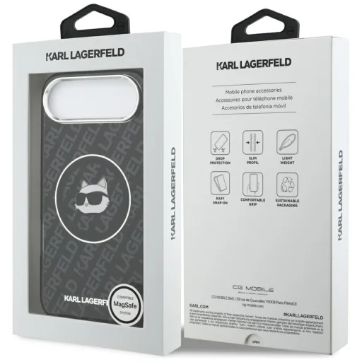 iPhone 17 Air Karl Lagerfeld IML Choupette Head Logo MagSafe tok Fekete - 8