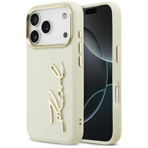 iPhone 17 Pro Karl Lagerfeld Karl Script Logo bézs tok - 1