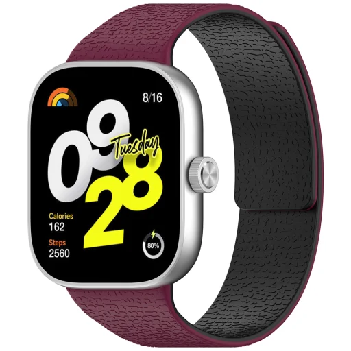 Xiaomi Smart Band 9 Pro / 8 Pro / Redmi Watch 4 / Watch 5 Vörösbor / Fekete Techsuit Watchband (W016) - 1