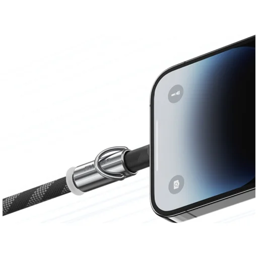 Usams SJ746 30W USB-C - Lightning 1.2m lila telefontartó nyakpánt töltőkábellel - 2