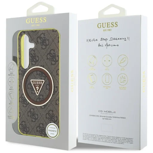 Samsung Galaxy S25 Guess 4G Glitter Triangle Buttons MagSafe barna tok - 8