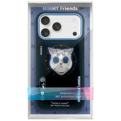 iPhone 17 Nimmy Glasses Cool Cat MagSafe tok fekete és kék - 2