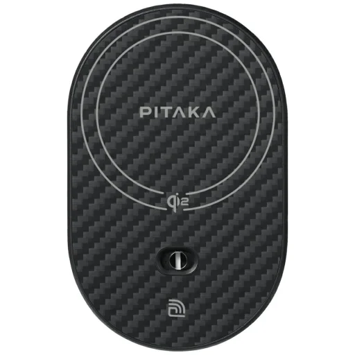 MagSafe fekete szürke iPhone és Android telefontartó vezetéknélküli töltővel PITAKA MagEZ Pro 2 Qi2 15W NFC - 3