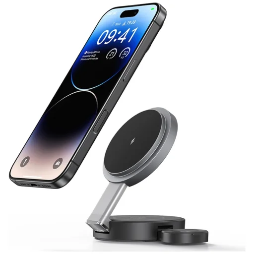 USAMS Összecsukható 3 az 1-ben 15W induktív töltő telefonhoz/Apple Watch-hoz/fülhallgatókhoz CD234 fehér - 3