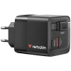 Verbatim GaN töltő 65W 2xUSB-C/USB-A + EU/UK/USA adapter fekete 32217