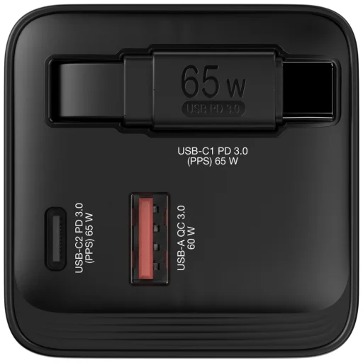 Verbatim GaN töltő 65W 2xUSB-C/USB-A + EU/UK/USA adapter fekete 32217 - 4