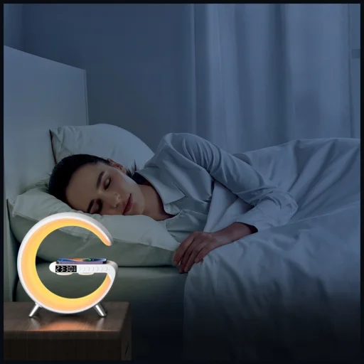Fehér Multifunkciós Lámpa MajesticLine ébresztőórával és bluetooth hangszóróval - 7