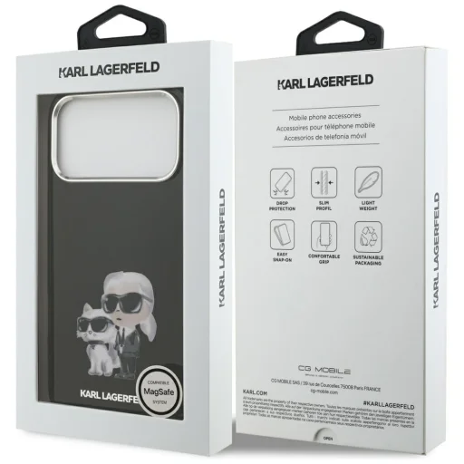 iPhone 17 Pro Fekete Karl Lagerfeld IML Aquarelle Karl & Choupette & Logo MagSafe tok - 8