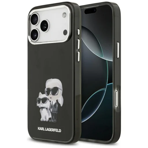  iPhone 17 Pro Fekete Karl Lagerfeld IML Aquarelle Karl & Choupette & Logo MagSafe tok - 1