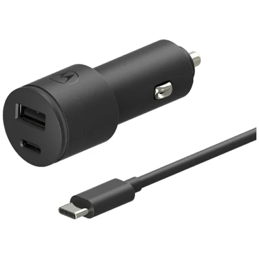 Motorola TurboPower 45W Dual USB-A/USB-C autós töltő 1m USB-C kábellel fekete - 1