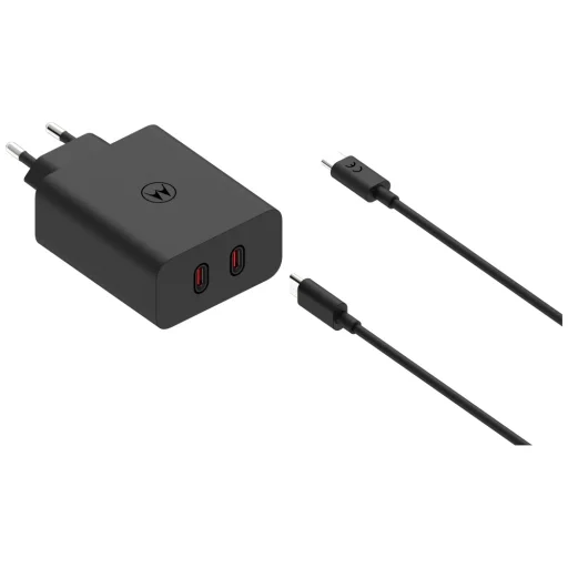 Motorola TurboPower 125W Dual 2x USB-C töltő USB-C kábel 1m fekete - 3