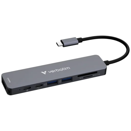 Adapter HUB Verbatim HDMI/USB-C 3.2/USB-C/2xUSB-A 3.2/SD/microSD alumínium - 4