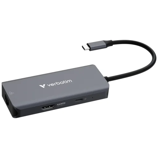 Adapter Hub Verbatim USB-C/HDMI/3xUSB-A 3.2/RJ45 alumínium 32157 - 5