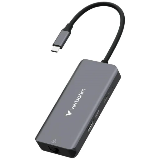 Adapter Hub Verbatim USB-C/HDMI/3xUSB-A 3.2/RJ45 alumínium 32157 - 1