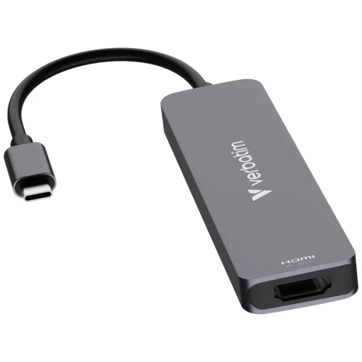 Adapter Hub Verbatim USB-C/HDMI/USB-A 3.2/USB-A 2.0/SD/microSD alumínium 32156 - 3
